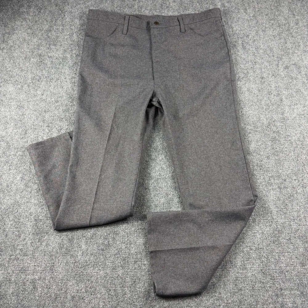 Wrangler Wrancher Dress Jeans Mens 40x32 Gray Polyester Western Flare Pants 82HG